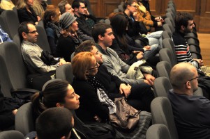 Audience after the projection of the film "Inferno"